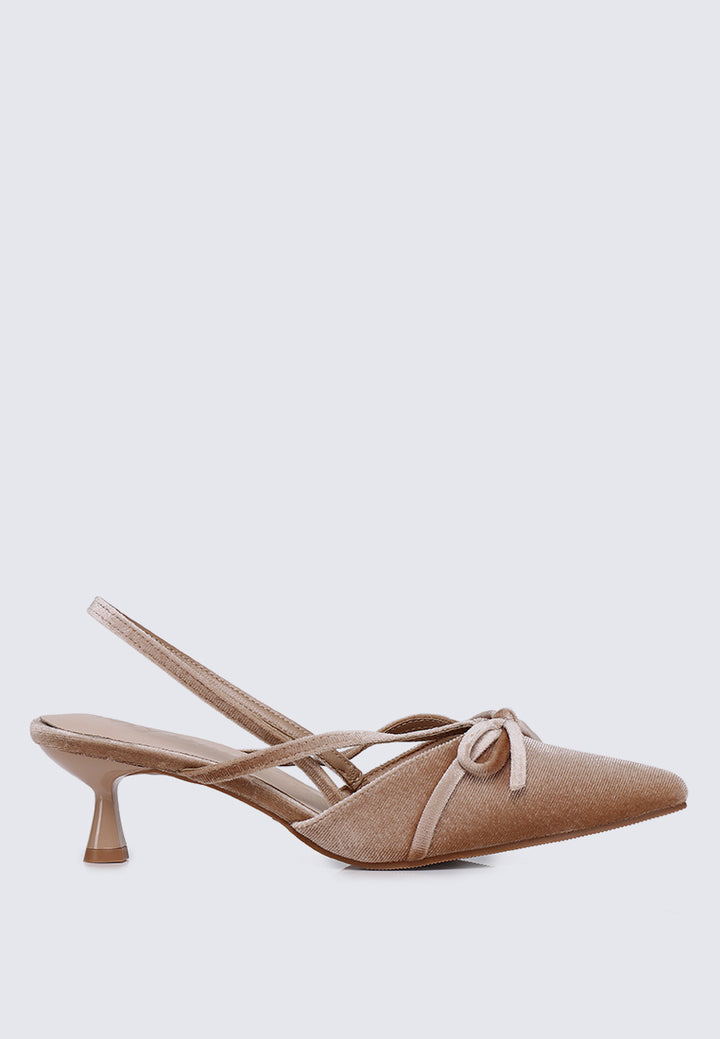 Morvella Comfy Heels In Almond