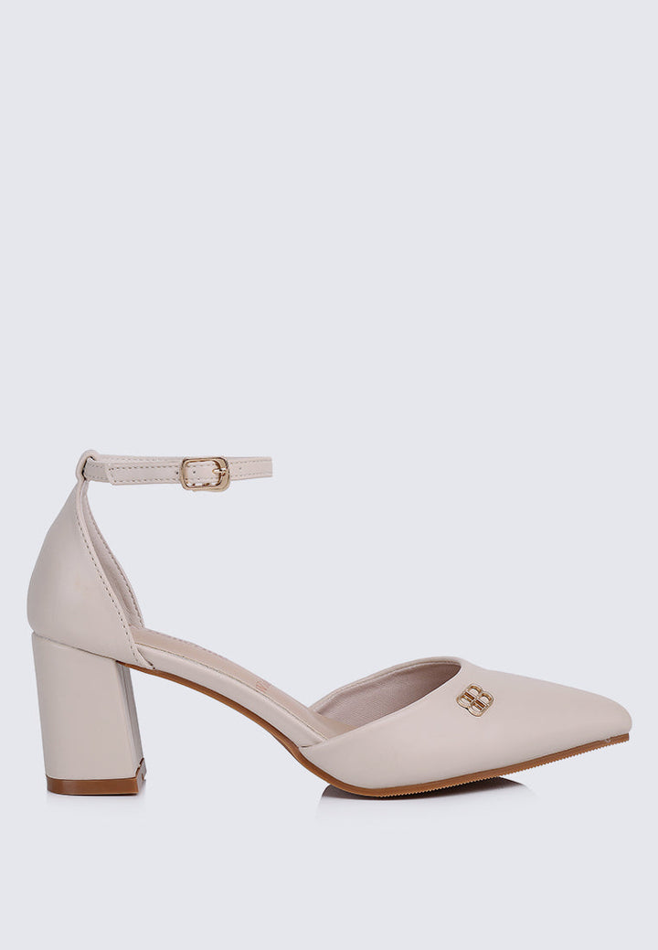 Mandy WideFit Comfy Heels In Beige