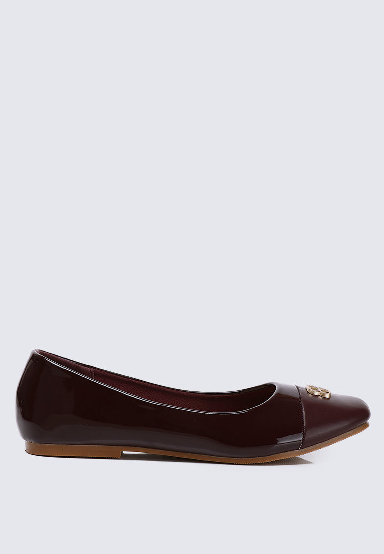 Albee WideFit Comfy Ballerina  In Burgundy