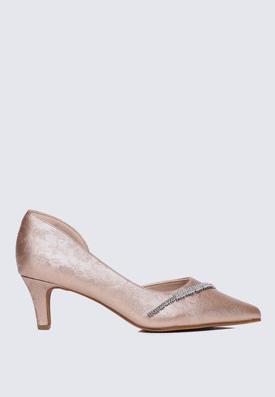 Dahlina Comfy Heels In Rose Gold