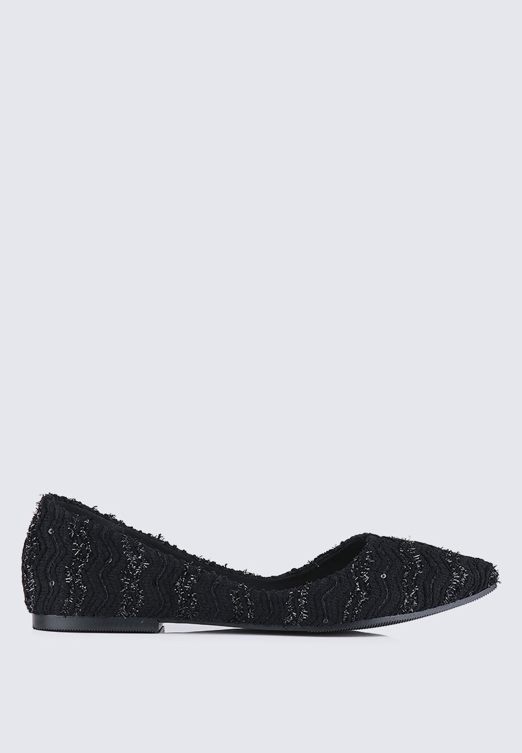 Cece Tweed Comfy Ballerina In Black