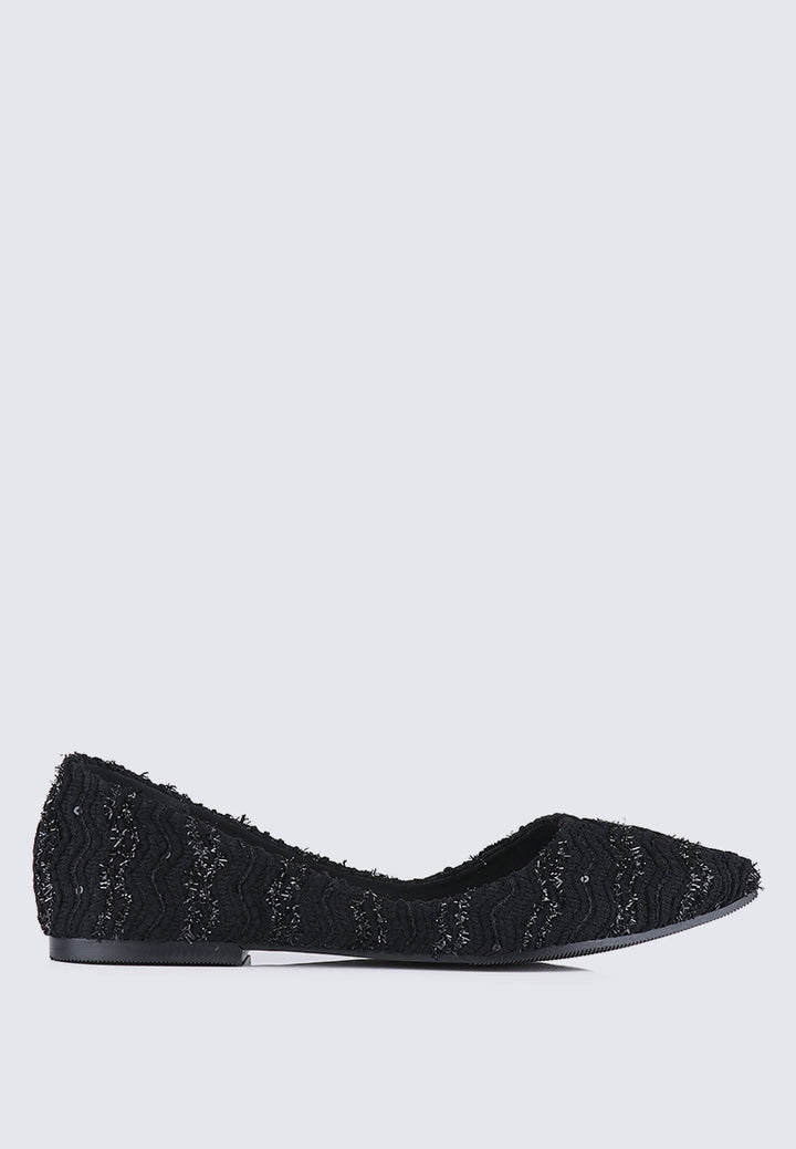 Cece Tweed Comfy Ballerina In Black