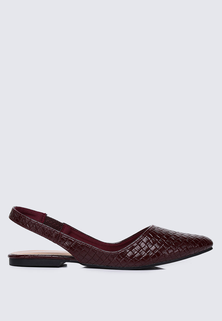 Kate Woven Comfy Ballerina In Burgundy