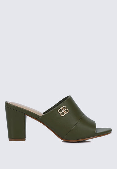 Sara Comfy Heels In Olive