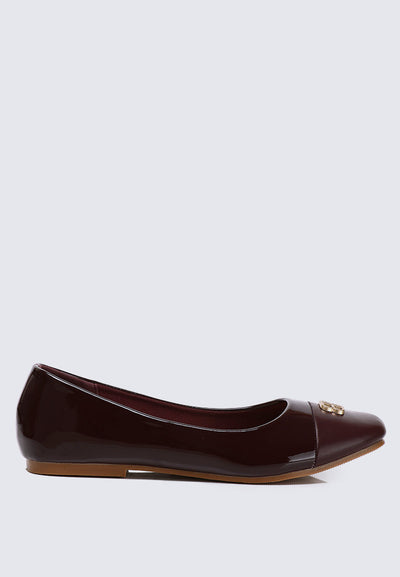 Albee WideFit Comfy Ballerina  In Burgundy