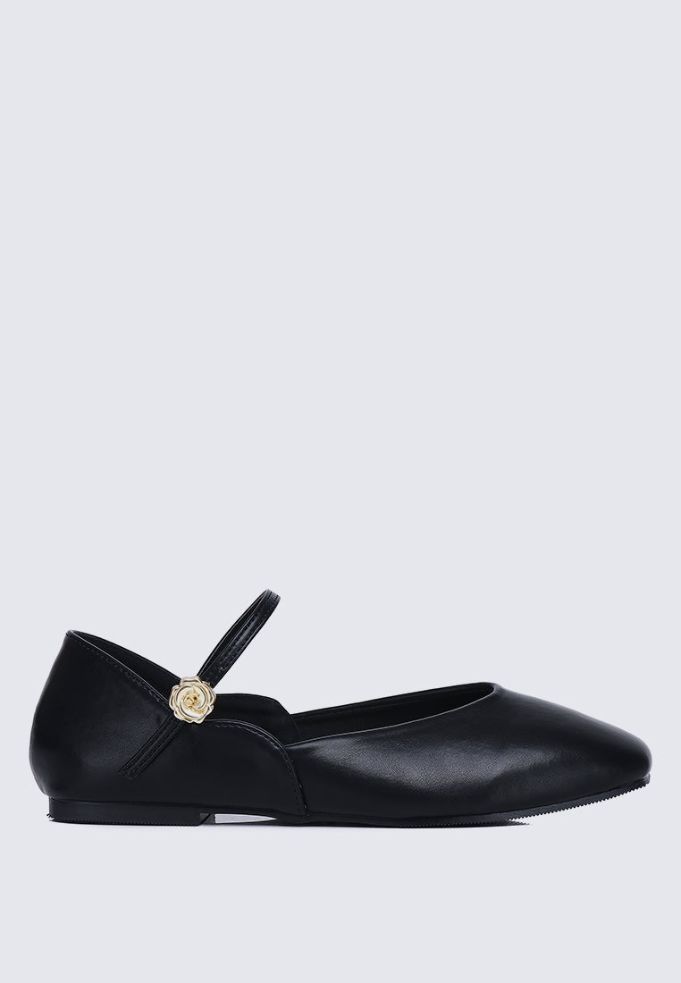 Pétale De Rose Comfy Ballerina In Black