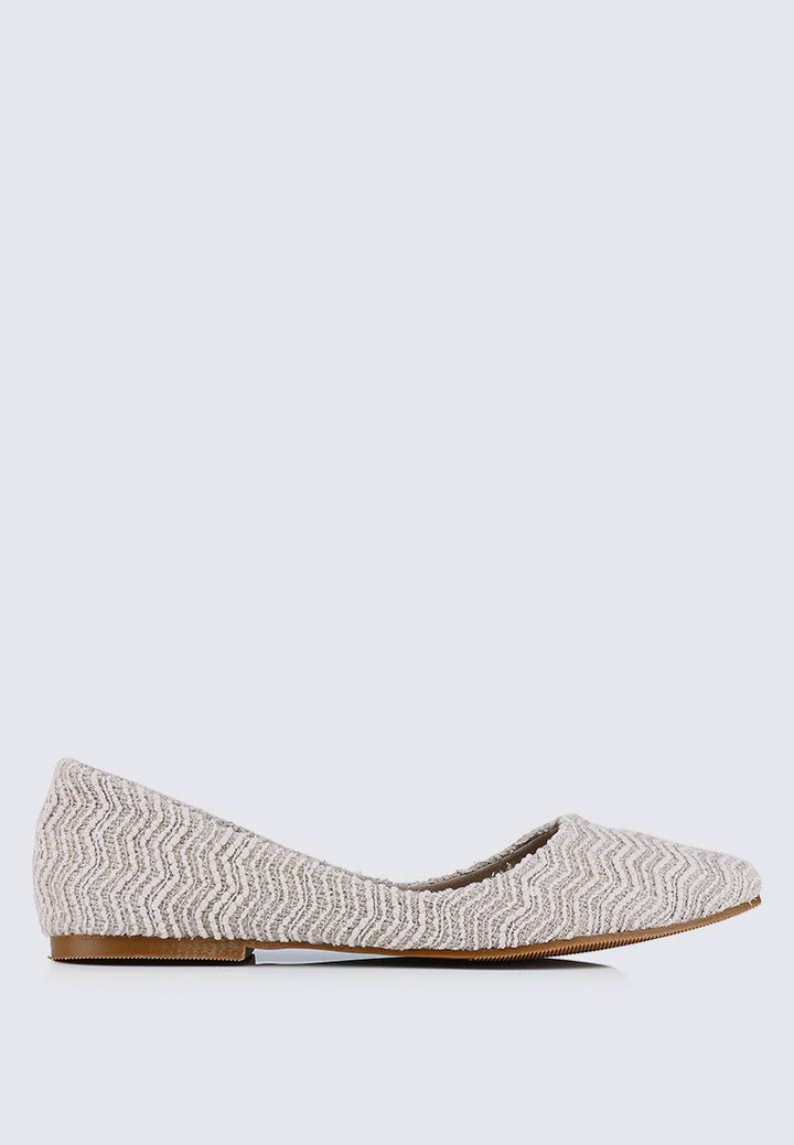 Cece Tweed Comfy Ballerina In Beige