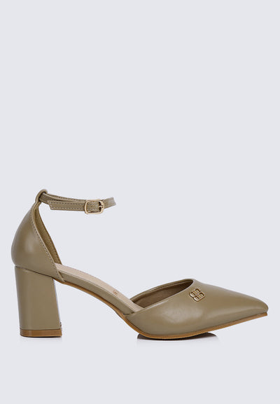 Mandy WideFit Comfy Heels In Taupe