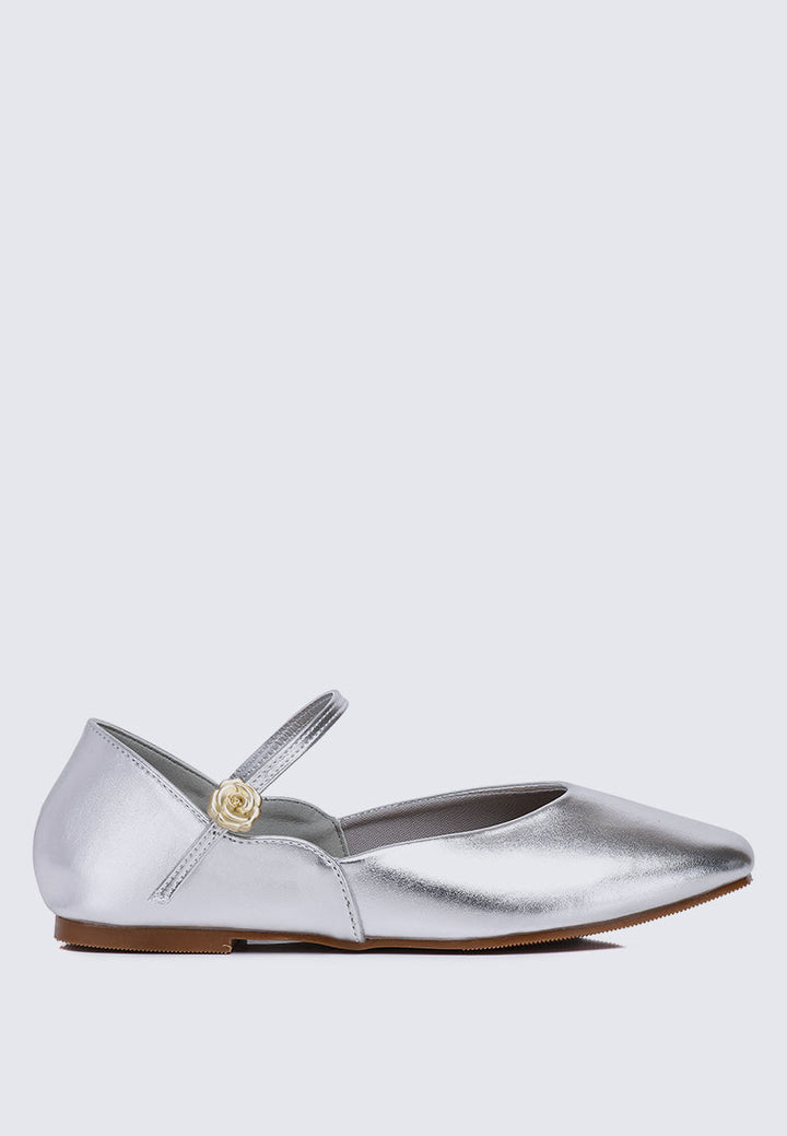 Pétale De Rose Comfy Ballerina In Silver