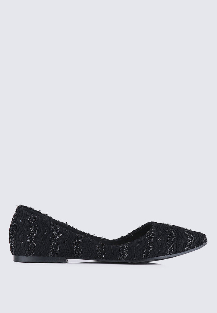 Cece Tweed Comfy Ballerina In Black