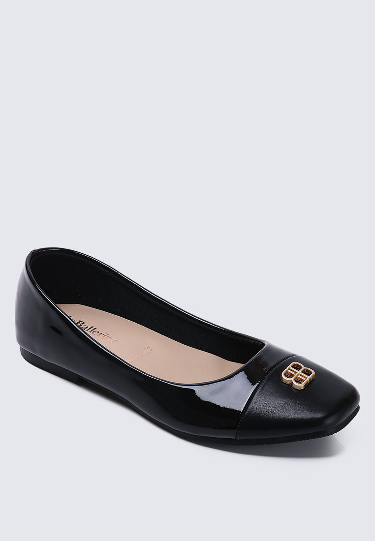 Albee WideFit Comfy Ballerina  In Black