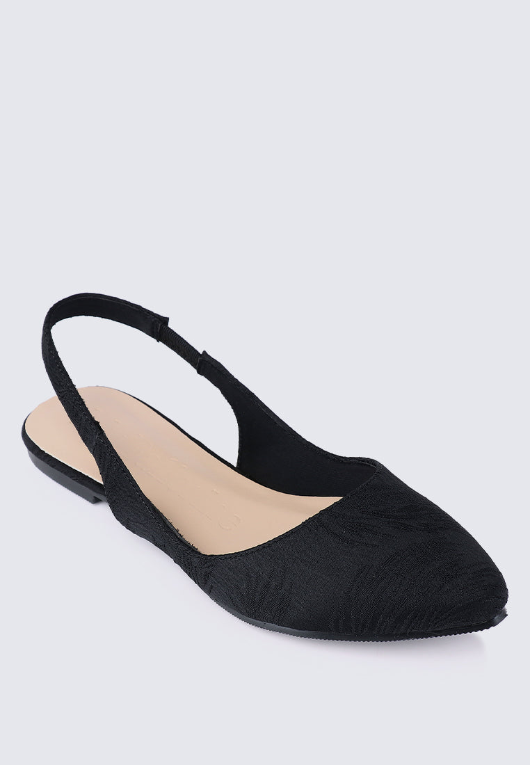 Kate Floral Comfy Ballerina In Black