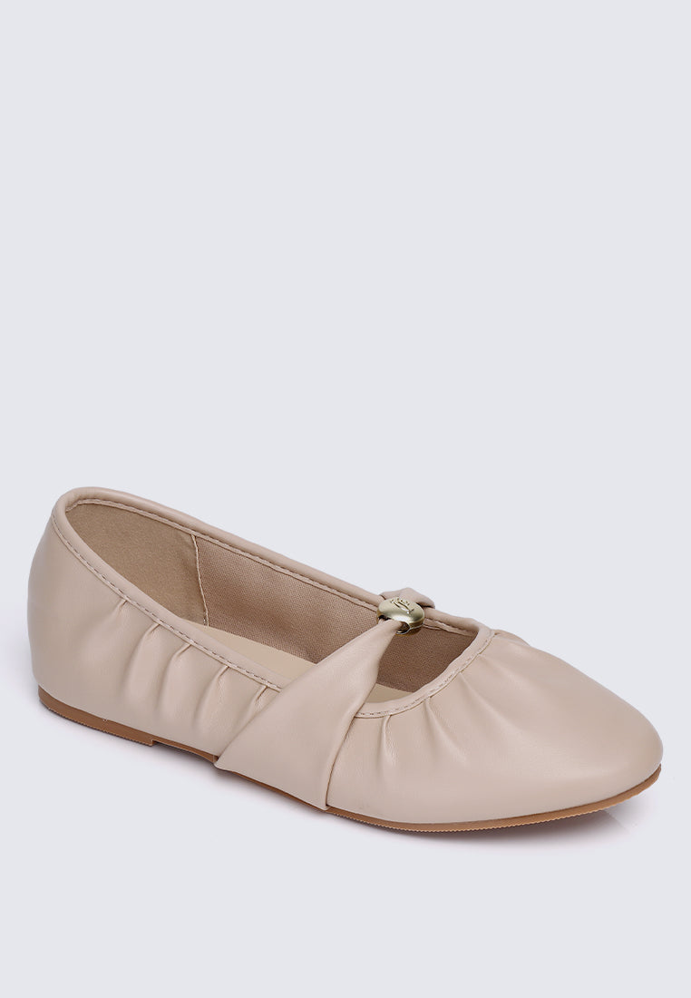 Rowena Comfy Ballerina In Tan
