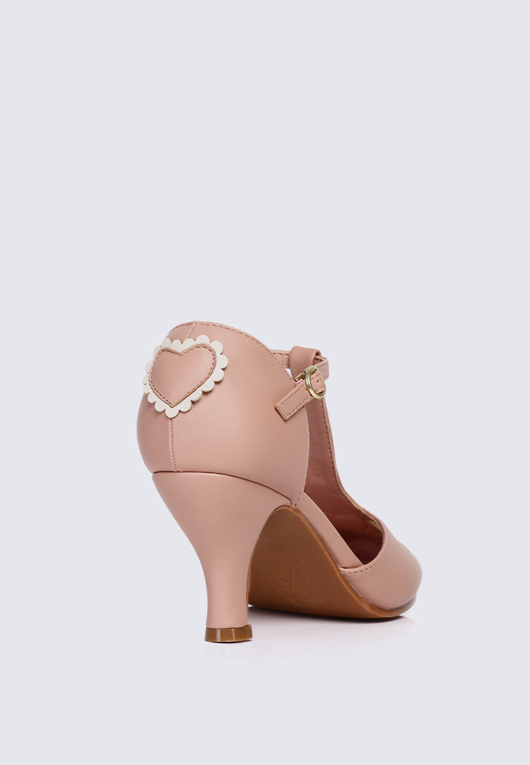 Lovella Comfy Heels In Nude Pink