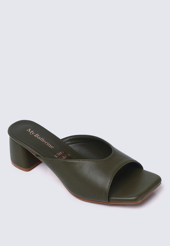 Nami Ultra WideFit Comfy Heels In Olive