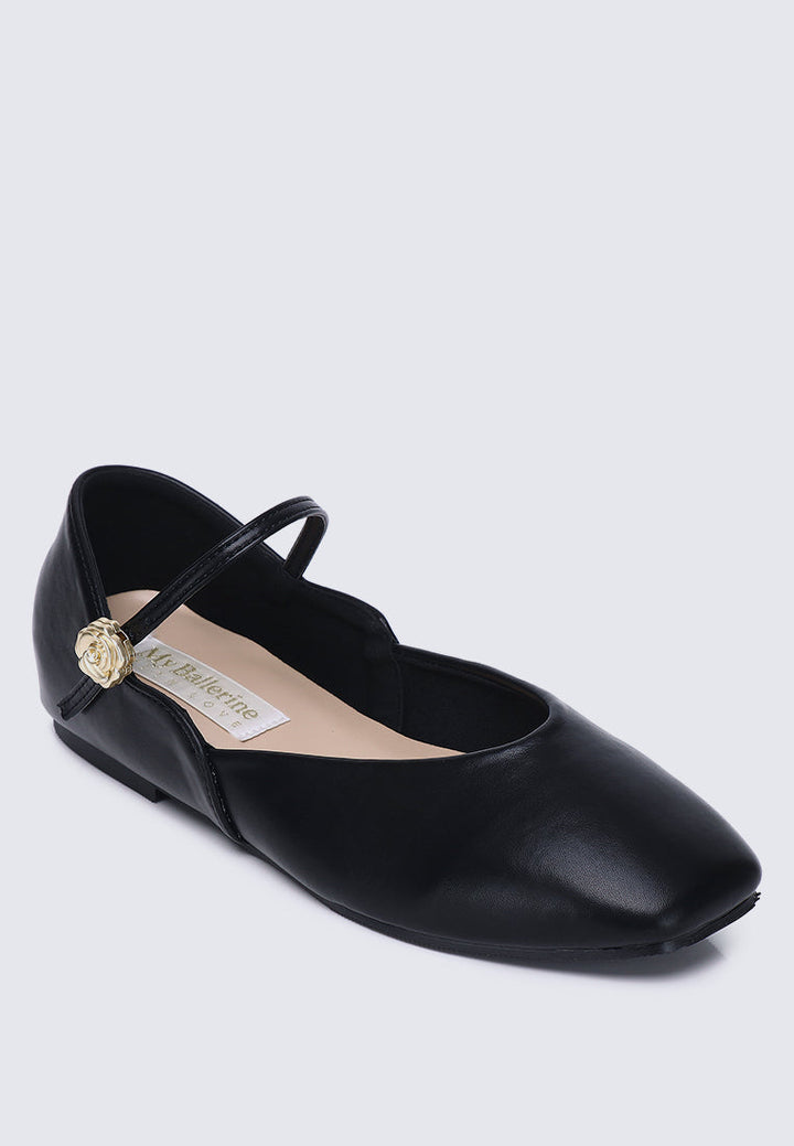 Pétale De Rose Comfy Ballerina In Black