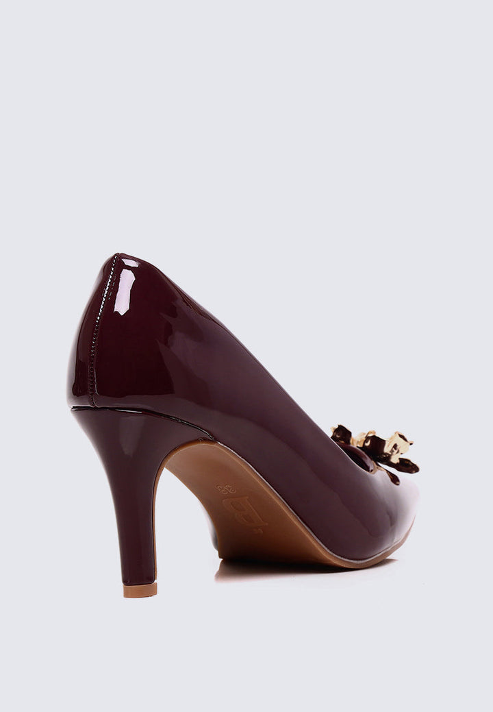 Luminous Blossom Comfy Heels In Burgundy