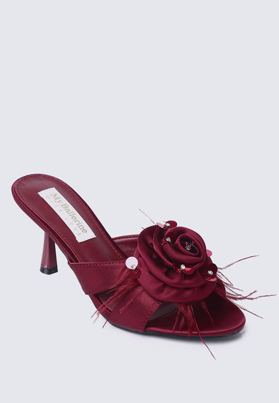 Alira Comfy Heels In Maroon
