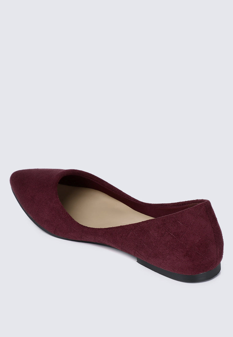 Cece Suede Comfy Ballerina In Burgundy