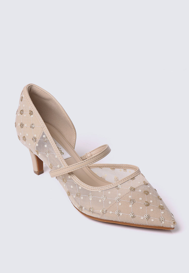 Rosmania Comfy Heels In Champagne
