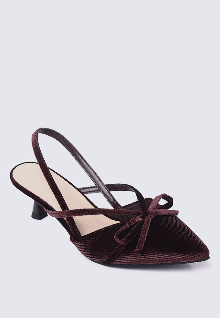 Morvella Comfy Heels In Mauve Taupe