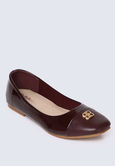 Albee WideFit Comfy Ballerina  In Burgundy