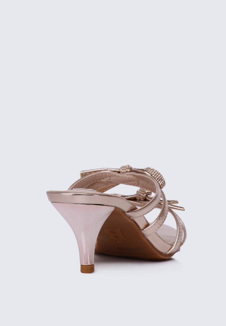 Crystal Comfy Heels In Champagne