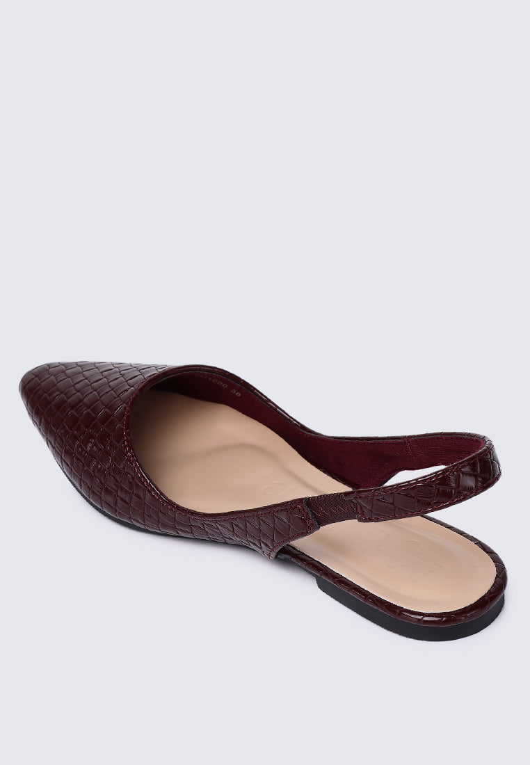 Kate Woven Comfy Ballerina In Burgundy