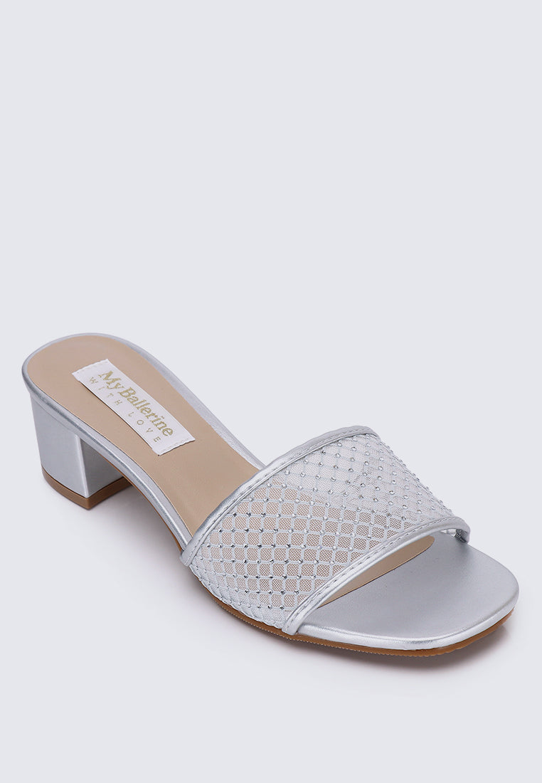 Ayla Comfy Heels In Silver