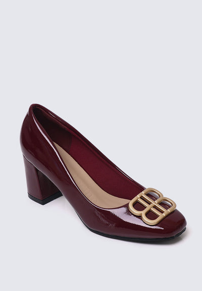 Phyllis Comfy Heels In Burgundy