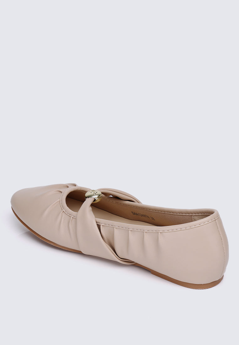 Rowena Comfy Ballerina In Tan