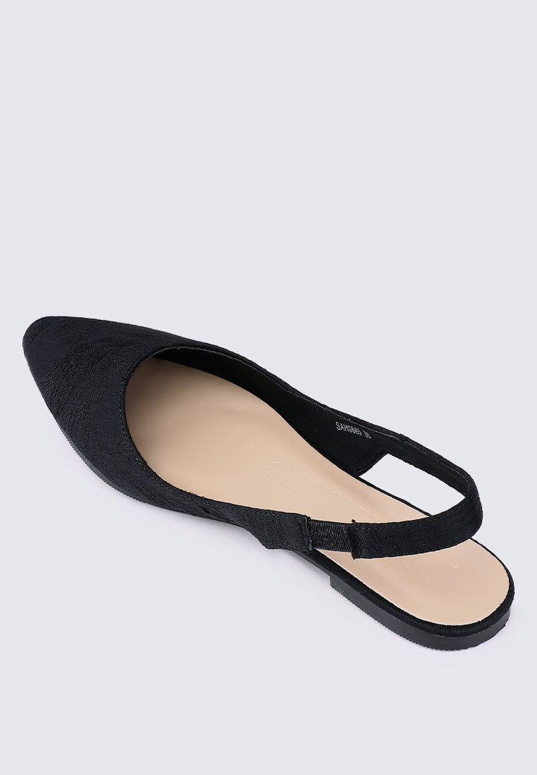 Kate Floral Comfy Ballerina In Black