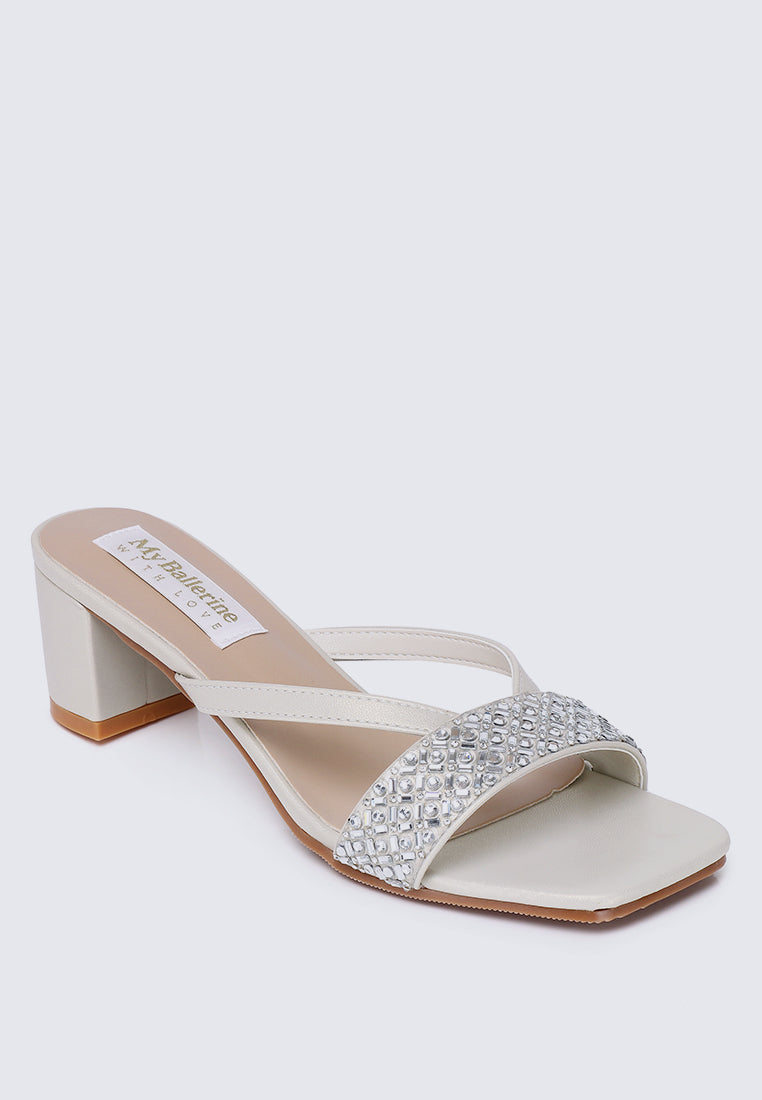 Zofi Comfy Heels In Pearl