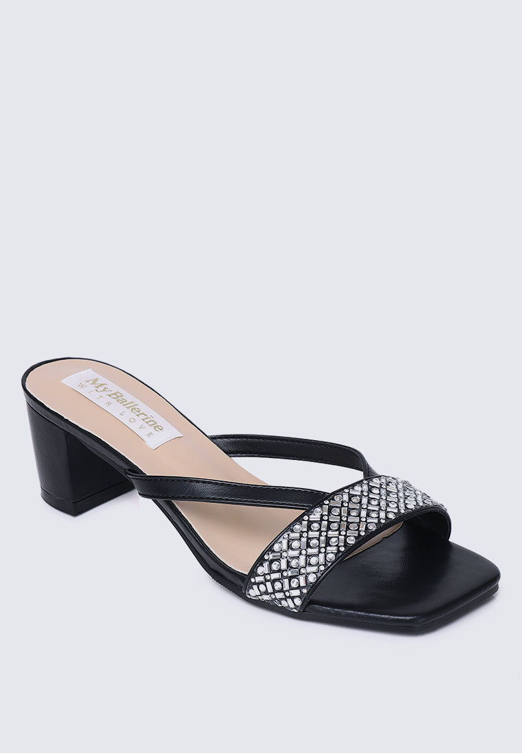 Zofi Comfy Heels In Black