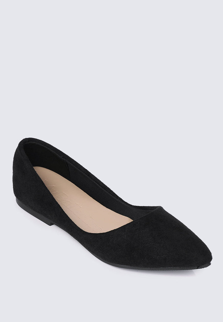 Cece Suede Comfy Ballerina In Black