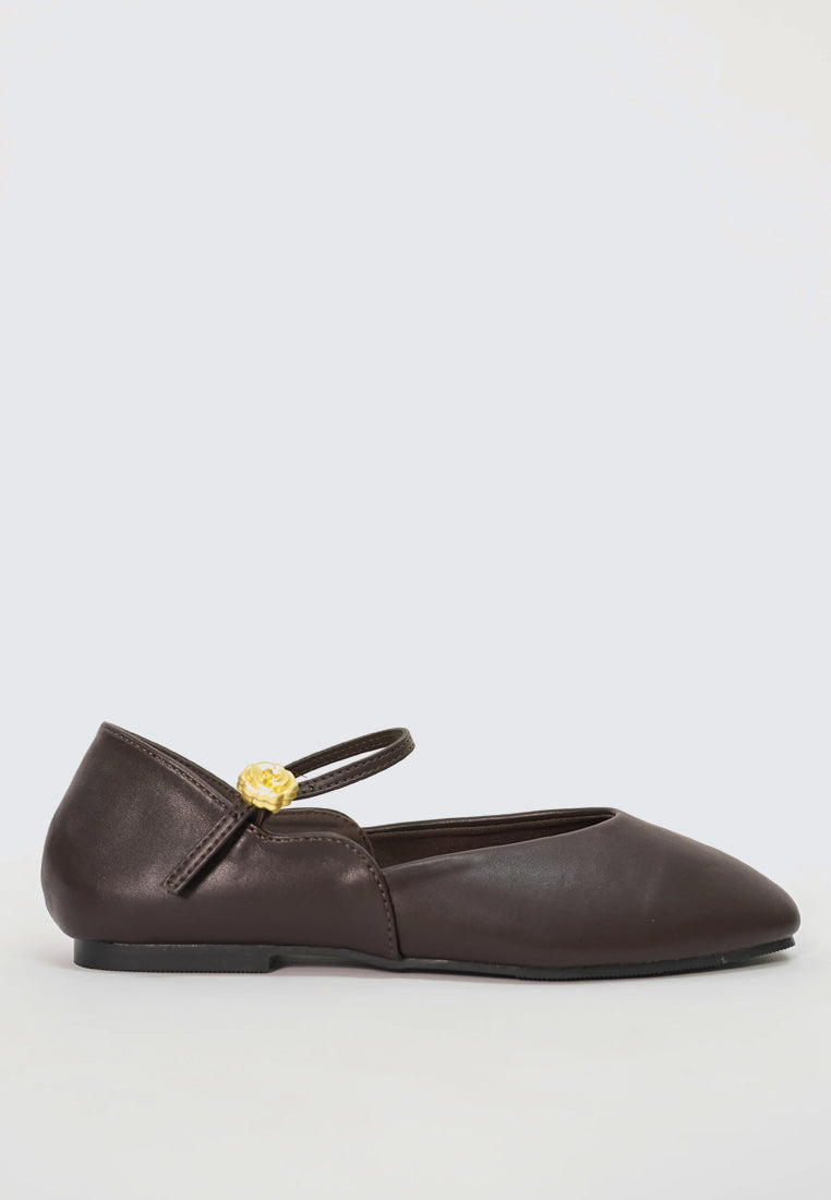 Pétale De Rose Comfy Ballerina In Espresso
