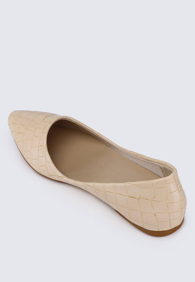 Cece Croc Comfy Ballerina In Beige