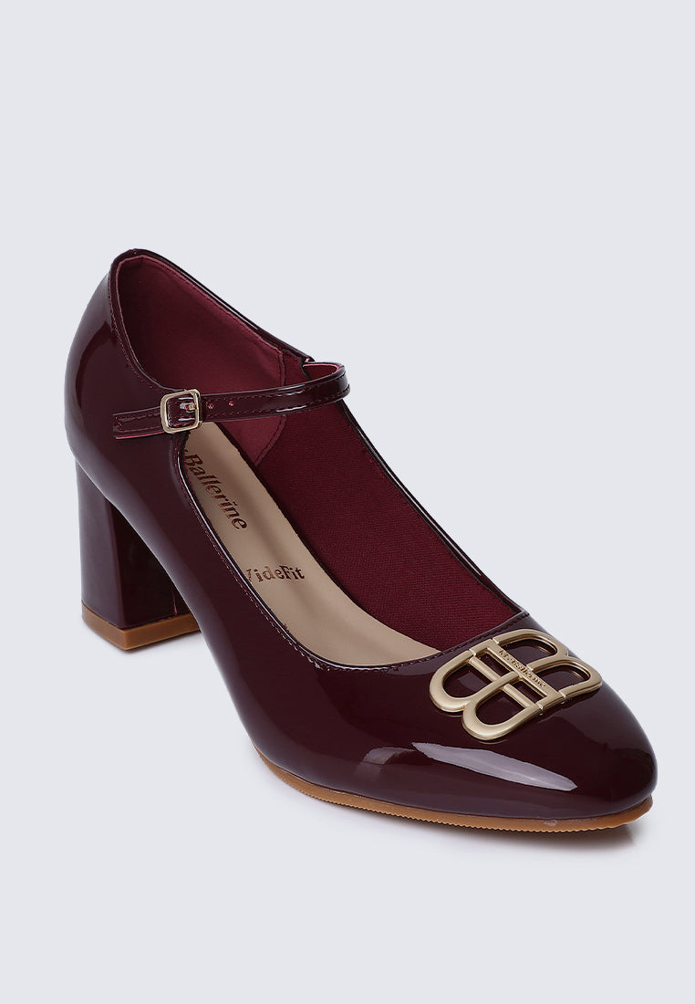 Jane WideFit Comfy Pumps In Burgundy