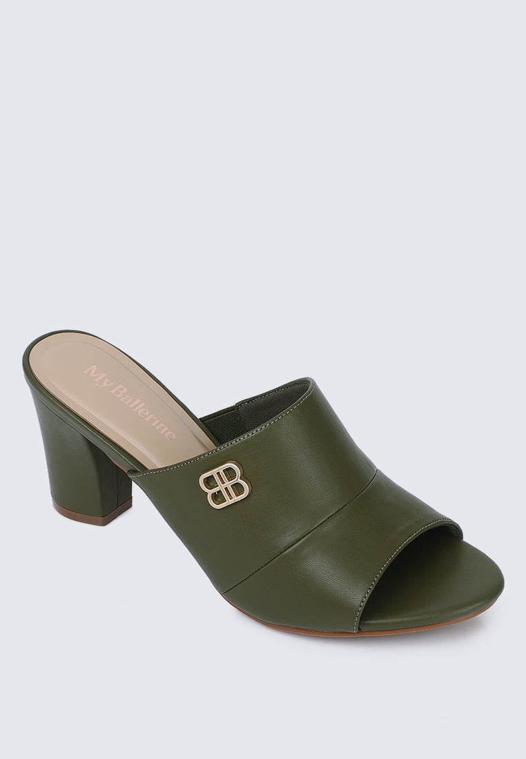 Sara Comfy Heels In Olive