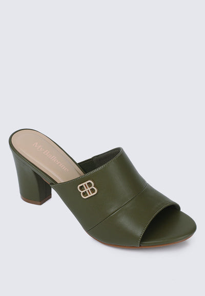 Sara Comfy Heels In Olive