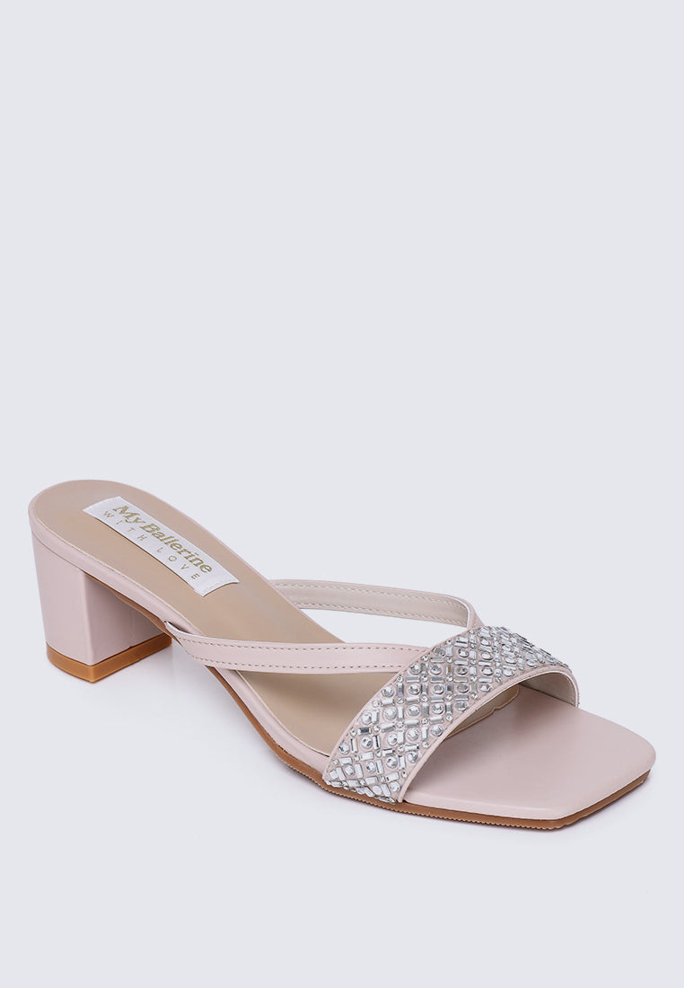 Zofi Comfy Heels In Nude Pink