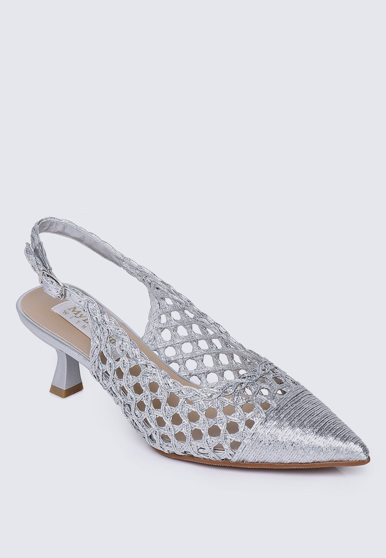 Aviva Comfy Heels In Silver