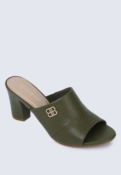 Sara Comfy Heels In Olive