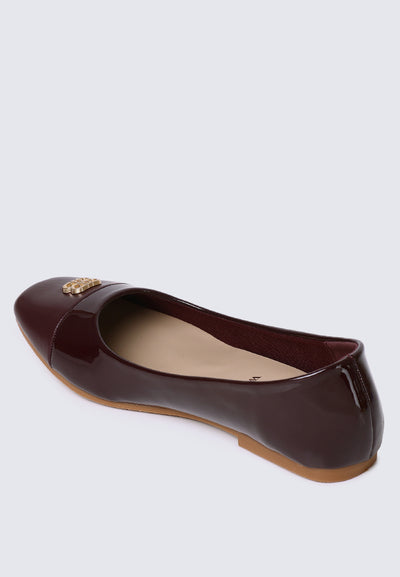Albee WideFit Comfy Ballerina  In Burgundy