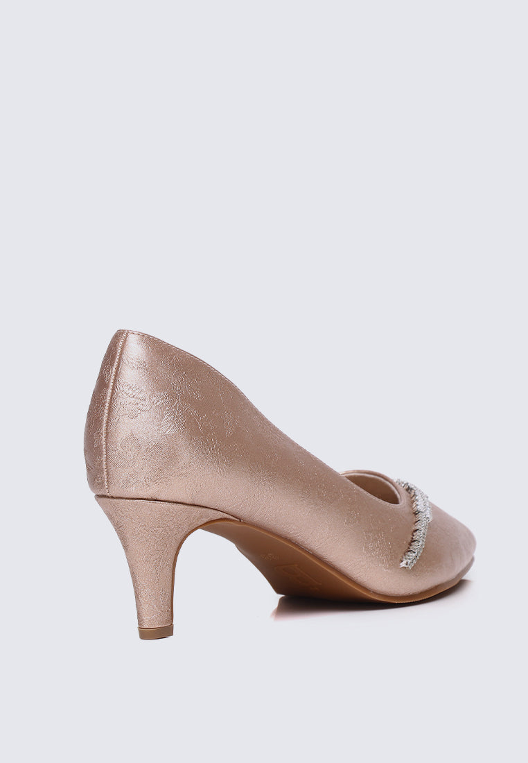 Dahlina Comfy Heels In Rose Gold