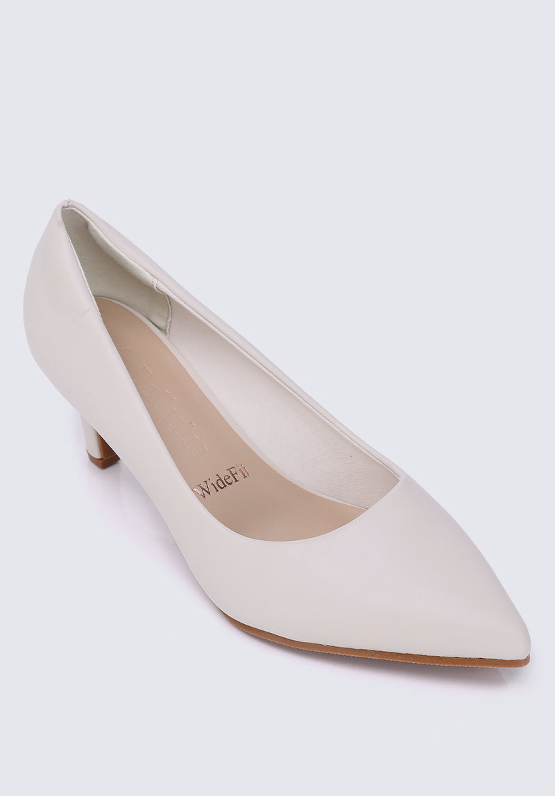 Alvina Widefit Comfy Heels In Beige