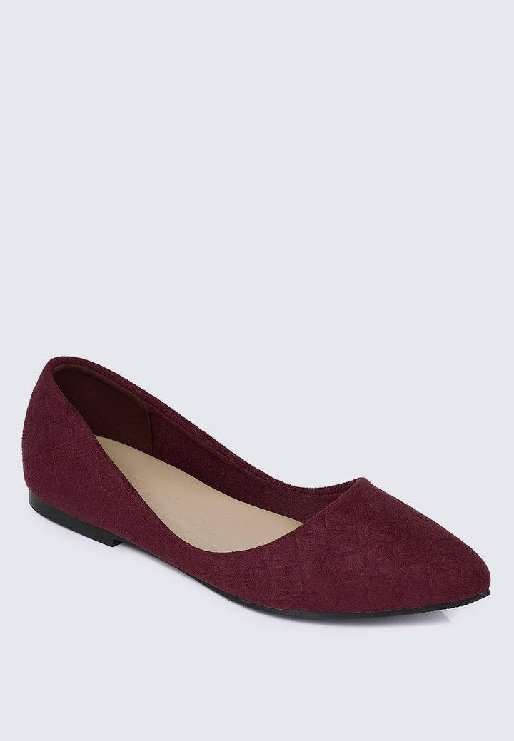 Cece Suede Comfy Ballerina In Burgundy