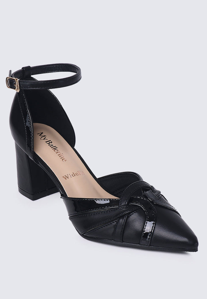 Aya WideFit Comfy Heels In Black