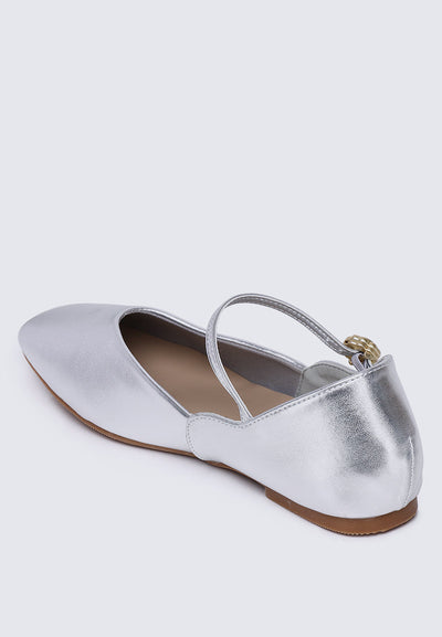 Pétale De Rose Comfy Ballerina In Silver