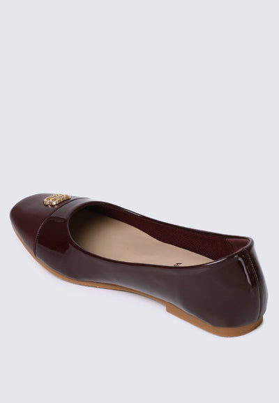 Albee WideFit Comfy Ballerina  In Burgundy